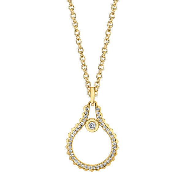 MICHAEL M Necklaces 14K Yellow Gold Pavé Mini Signature MM Tetra Pendant P380