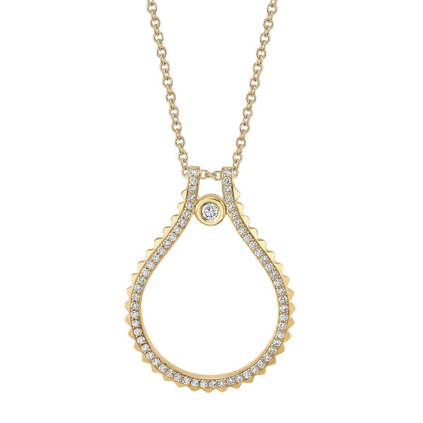 MICHAEL M Necklaces 14K Yellow Gold Pavé Signature MM Tetra Pendant P373