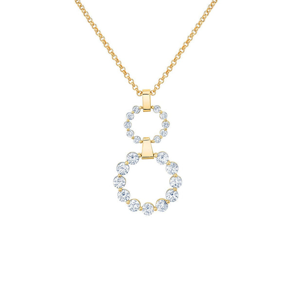 MICHAEL M Necklaces 14K Yellow Gold Two Ring Cloud Drop Pendant P386-S