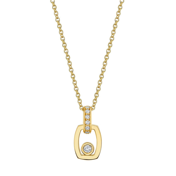 MICHAEL M Necklaces 18K Yellow Gold Link Pendant with Bezel Set Diamond P400