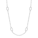 Silver Pavé Link Station Necklace
