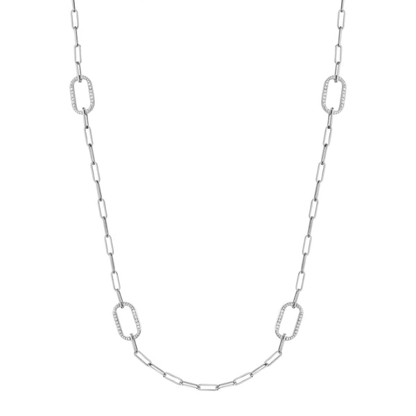 MICHAEL M Necklaces Silver Silver Pavé Link Station Necklace S-CN519