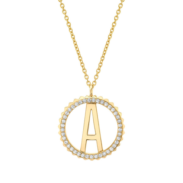 MICHAEL M Necklaces Tetra Pavé Initial Medallion