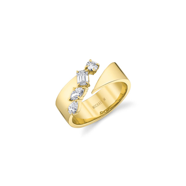 MICHAEL M Rings 18K Yellow Gold / 4 Montage Diamond Split Band B550