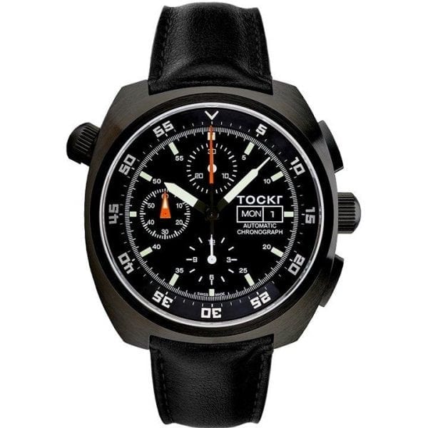 Chronograph - PVD - Black - Leather - 45mm - Automatic