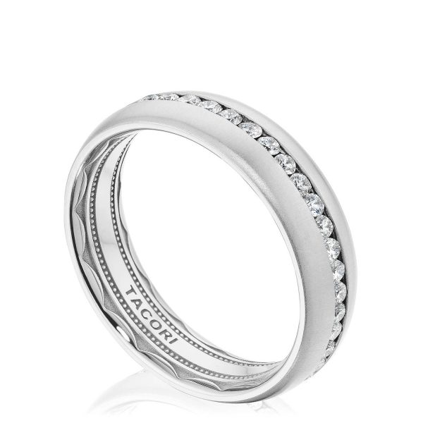 Channel Set Diamond in Satin Finish Wedding Band - Image 3