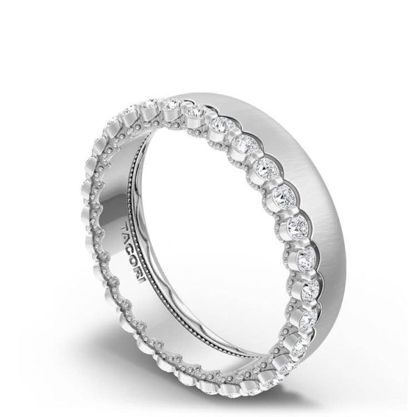 Diamond Edge Satin Finish Wedding Band - Image 3