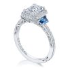 Emerald 3-Stone Engagement Ring with Blue Sapphires - Image 3