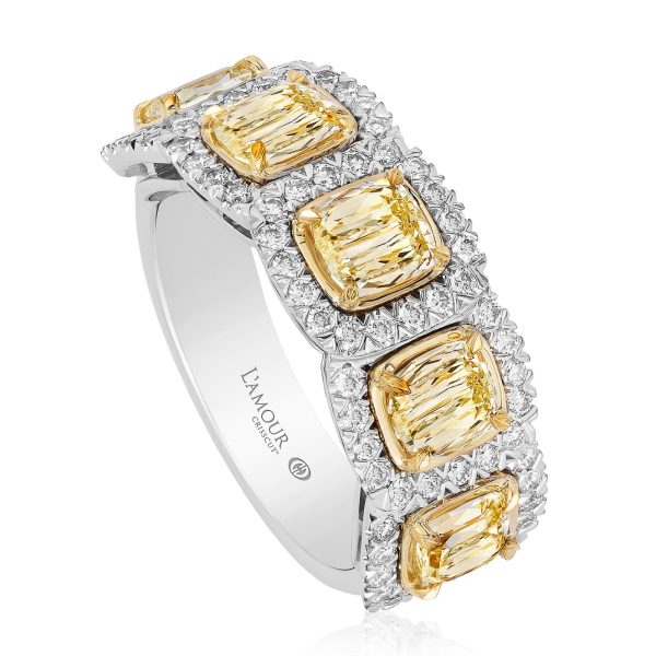 LAmour Crisscut Yellow Diamond Anniversary Band