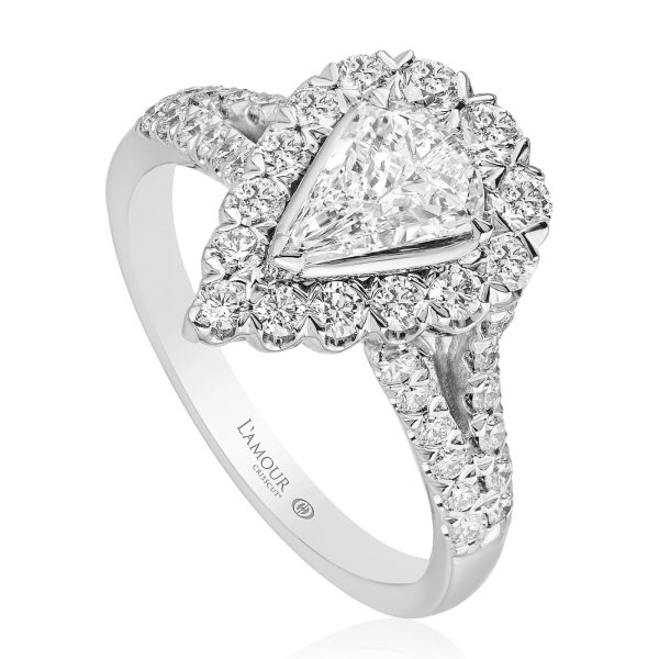 LAmour Crisscut Christopher Designs-18K WhiteGold Engagement Ring