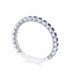 Round Bezel Droplet Wedding Band with Sapphire - Image 2