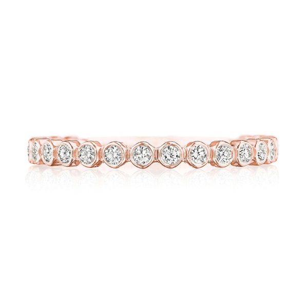 Round Bezel Droplet Wedding Band with Diamond