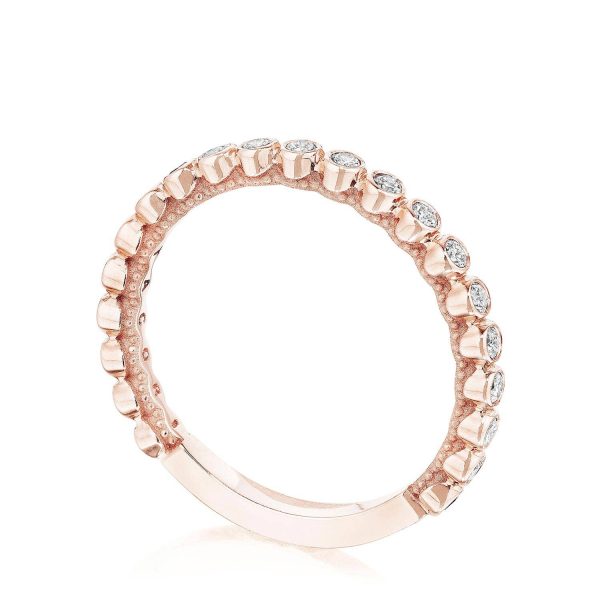 Round Bezel Droplet Wedding Band with Diamond - Image 2