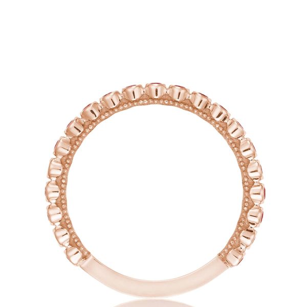 Round Bezel Droplet Wedding Band with Ruby - Image 3