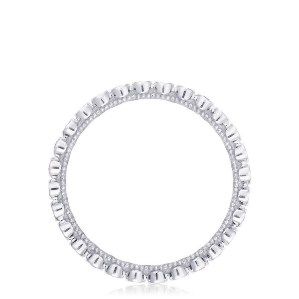Round Bezel Droplet Wedding Band with Diamond - Image 4