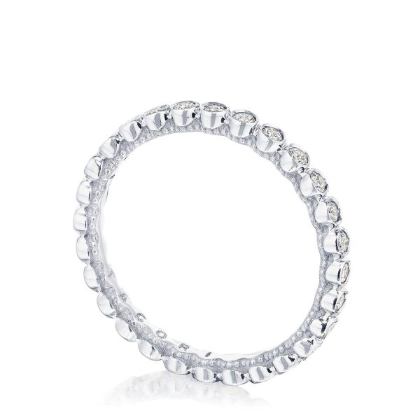 Round Bezel Droplet Wedding Band with Diamond - Image 3