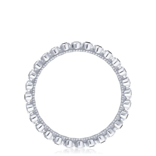 Round Bezel Droplet Wedding Band with Black Diamond - Image 3