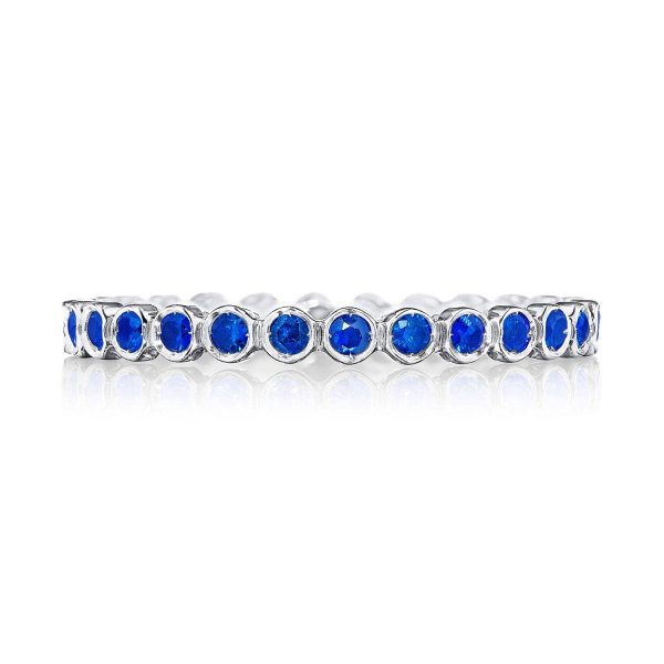 Round Bezel Droplet Wedding Band with Sapphire