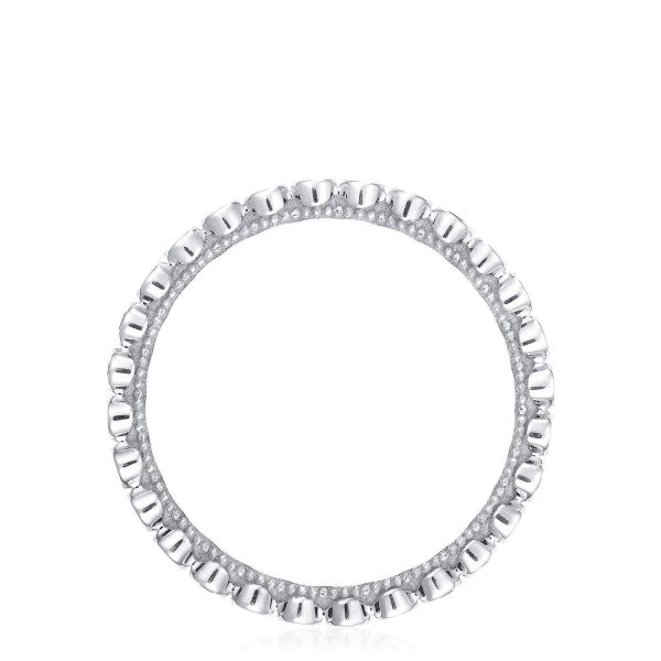 Round Bezel Droplet Wedding Band with Sapphire - Image 3