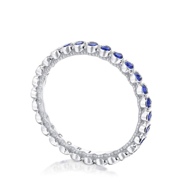 Round Bezel Droplet Wedding Band with Sapphire - Image 2