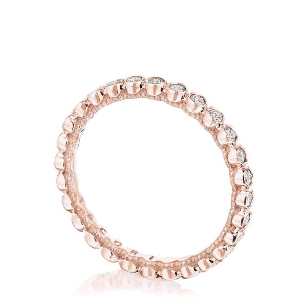 Round Bezel Droplet Wedding Band with Diamond - Image 2