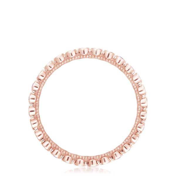 Round Bezel Droplet Wedding Band with Pink Sapphire - Image 3