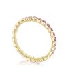 Round Bezel Droplet Wedding Band with Ruby - Image 2