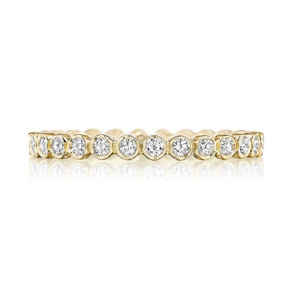 Round Bezel Droplet Wedding Band with Diamond