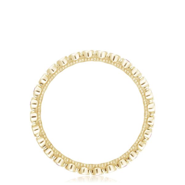 Round Bezel Droplet Wedding Band with Diamond - Image 3