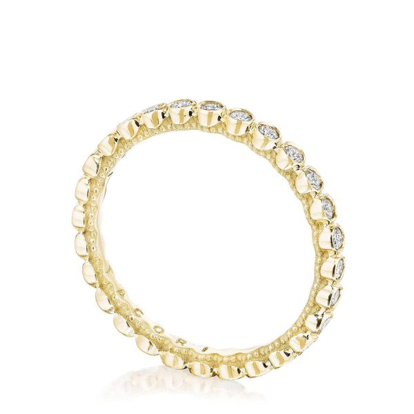 Round Bezel Droplet Wedding Band with Diamond - Image 2