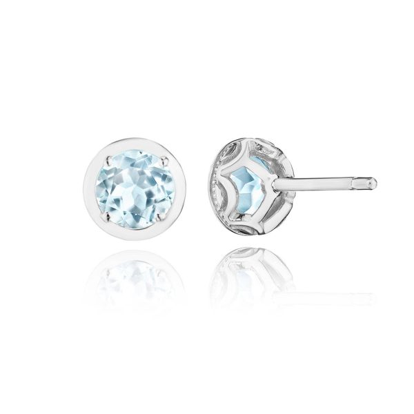 Round Sky Blue Topaz Stud Earring - 1.4ct - Image 2