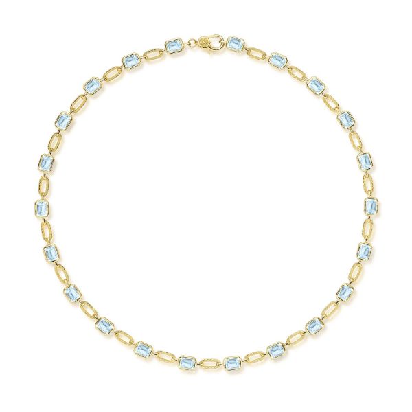 Sky Blue Topaz Link Necklace - Image 2