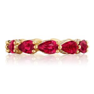 Pear Cut Ruby Eternity Band