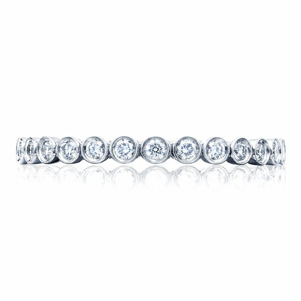 Round Bezel Droplet Wedding Band with Diamond - Image 2