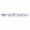 Round Bezel Droplet with Square Accent Wedding Band