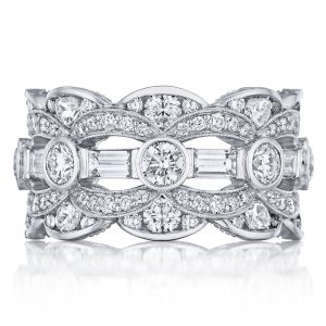 Round and Baguette Diamond Design Eternity Band