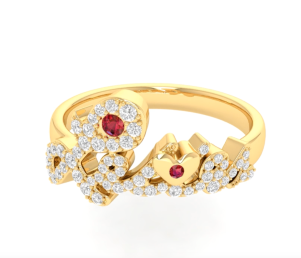 Gold Diamonds & Rubies "Lettes" Ring