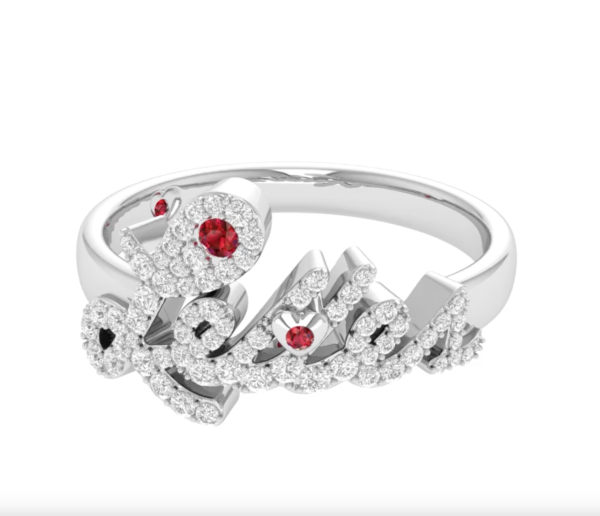 White Gold Diamonds & Rubies "Lettes" Ring