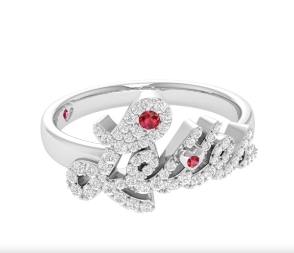 White Gold Diamonds & Rubies "Lettes" Ring - Image 2