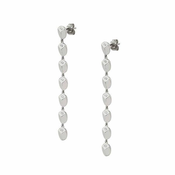 Carve Drop Earrings with Diamonds