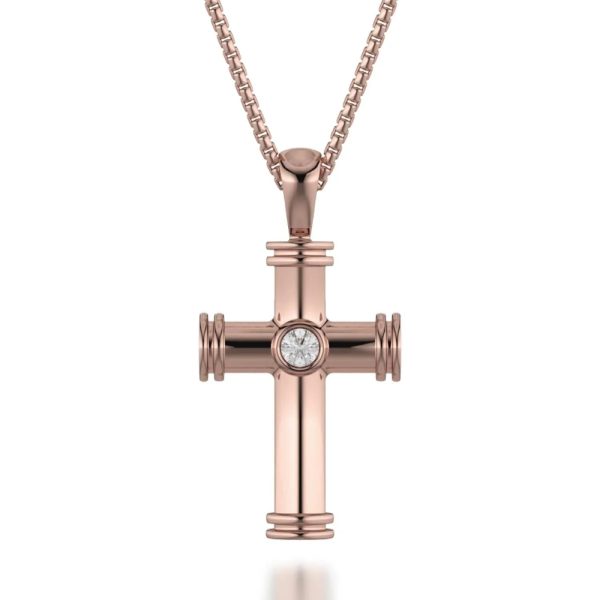 Single Diamond Cross Pendant - Image 2