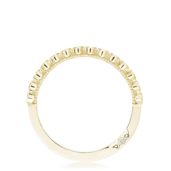 Round Bezel Droplet Wedding Band with Sapphire - Image 2