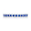 Round Bezel Droplet Wedding Band with Sapphire