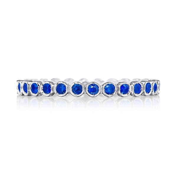 Round Bezel Droplet Wedding Band with Sapphire