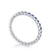 Round Bezel Droplet Wedding Band with Sapphire - Image 3