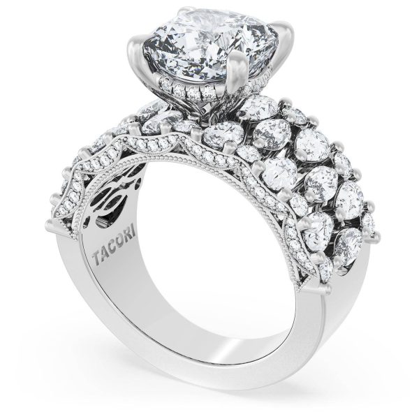 Cushion Solitaire Engagement Ring w/ North South Marquise & Pear Band - Image 3