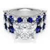 Cushion Solitaire Engagement Ring w/ North South Marquise & Pear Band