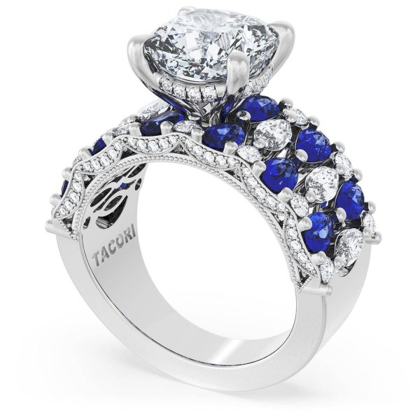 Cushion Solitaire Engagement Ring w/ North South Marquise & Pear Band - Image 3