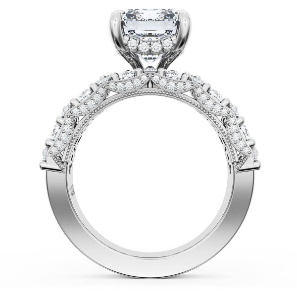 Emerald Solitaire Engagement Ring w/ North South Marquise & Pear Band - Image 2