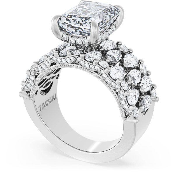 Emerald Solitaire Engagement Ring w/ North South Marquise & Pear Band - Image 3